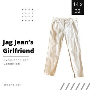 💼Jag Jeans Girlfriend Straight Leg, 5 Pocket Styling, White 14x32